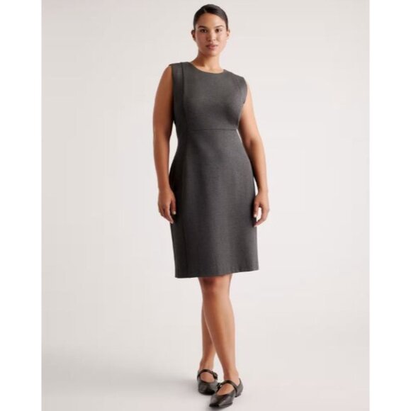 Womens Charcoal Ultra Stretch Ponte Sleeveless Dress By Quince S - Picture 1 of 7